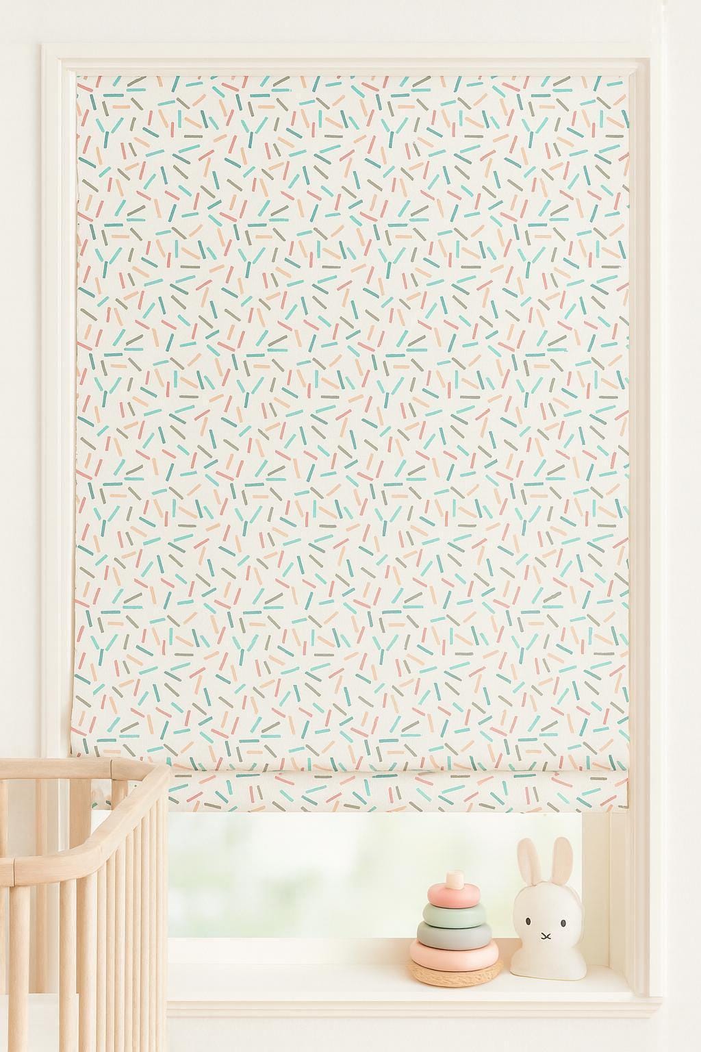 Nursery Roman Shade, Organic Cotton Confetti Print (Light Filtering or Blackout) — image 2