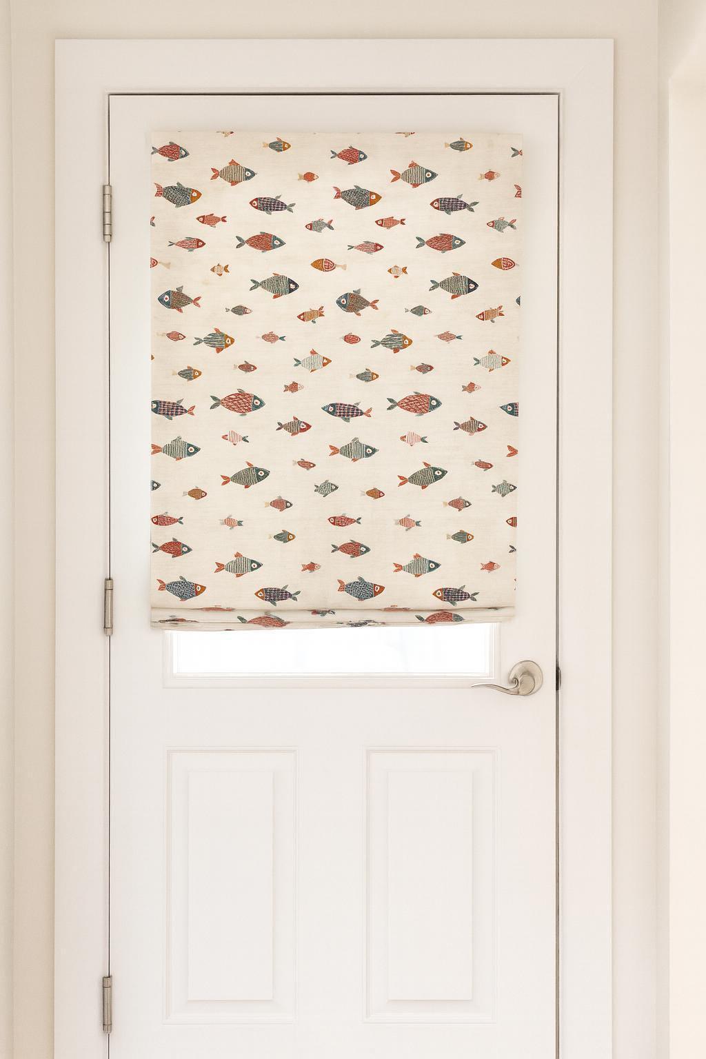 Roman Shade: Fish Pattern Nursery Blind (Organic Cotton, Custom Size) — image 3