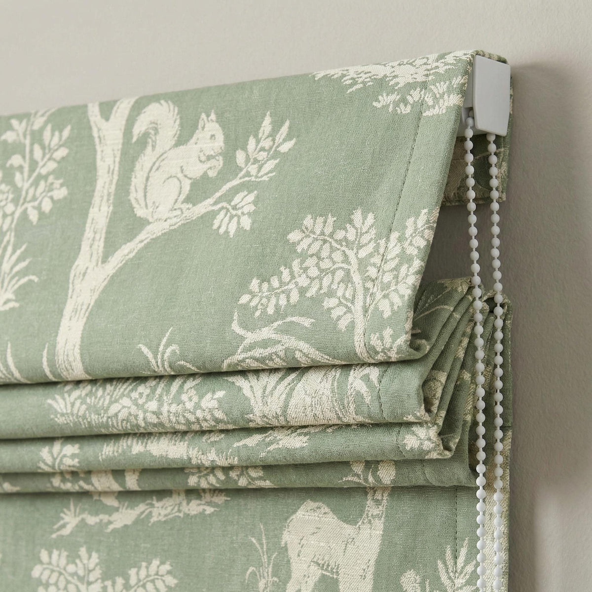 Kids Roman Shade, Sage Green Linen, Woodland Animals (Custom Size) — image 7