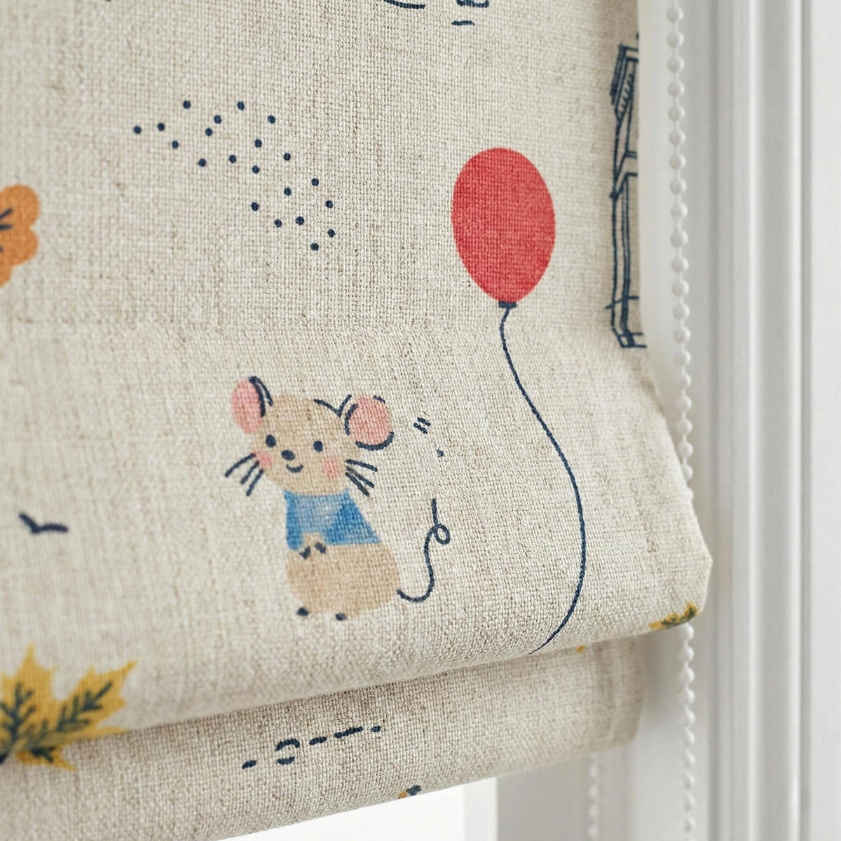 Paris Animals Linen Roman Shade, Kids Nursery, Custom Size — image 1
