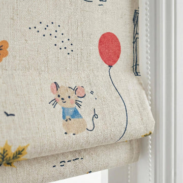 Paris Animals Linen Roman Shade, Kids Nursery, Custom Size — image 1