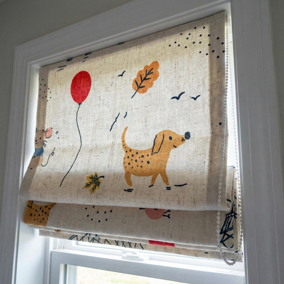 Paris Animals Linen Roman Shade, Kids Nursery, Custom Size — image 6