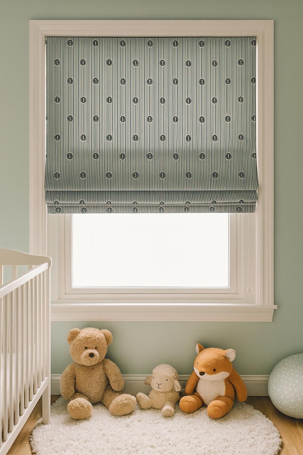 Nautical Anchor Roman Shade: Organic Cotton, Custom Kids Window Blind — image 1