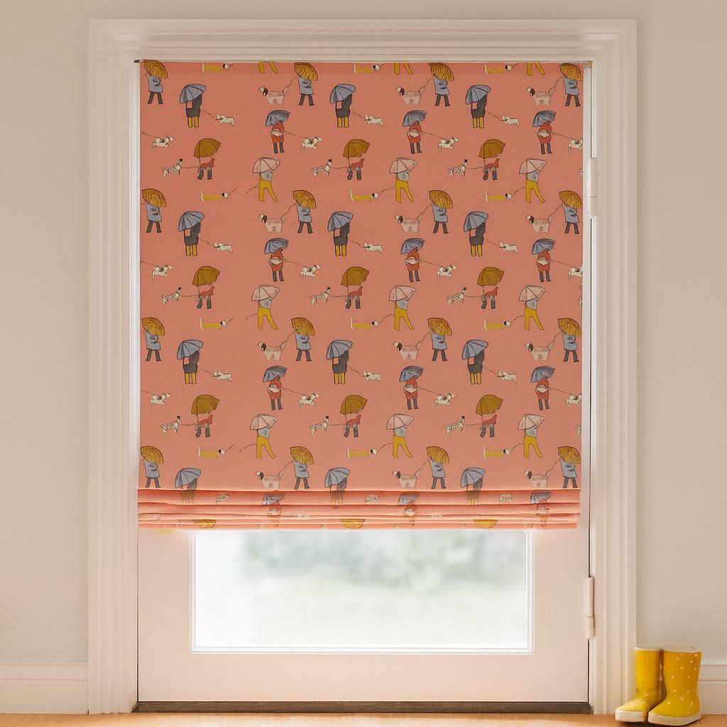 Peach Umbrella Dog Roman Blind - Made to Measure, Child Safe Shade — image 2