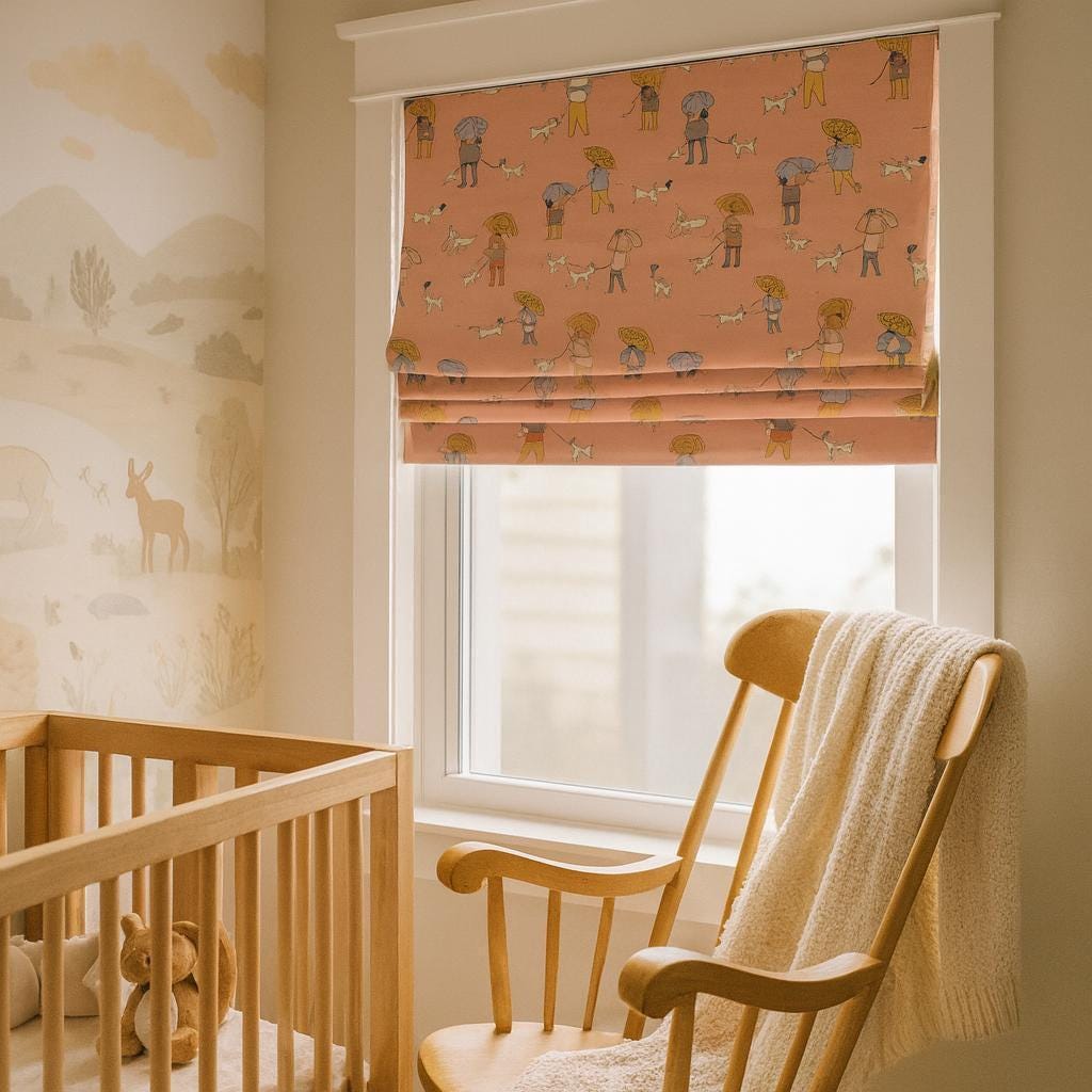 Peach Umbrella Dog Roman Blind - Made to Measure, Child Safe Shade — image 4