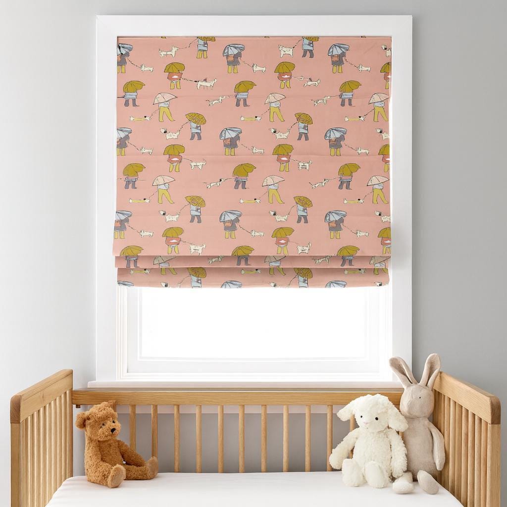 Peach Umbrella Dog Roman Blind - Made to Measure, Child Safe Shade — image 5