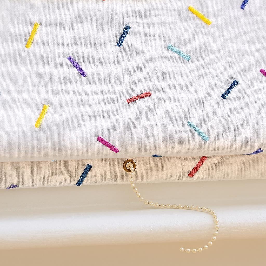Roman Shade for Kids: Rainbow Confetti Embroidery (Custom Size, Organic Linen) — image 8