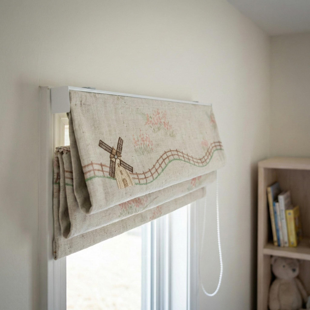 Farmhouse Windmill Linen Roman Shade, Custom Nursery Blind, Oeko-Tex — image 7