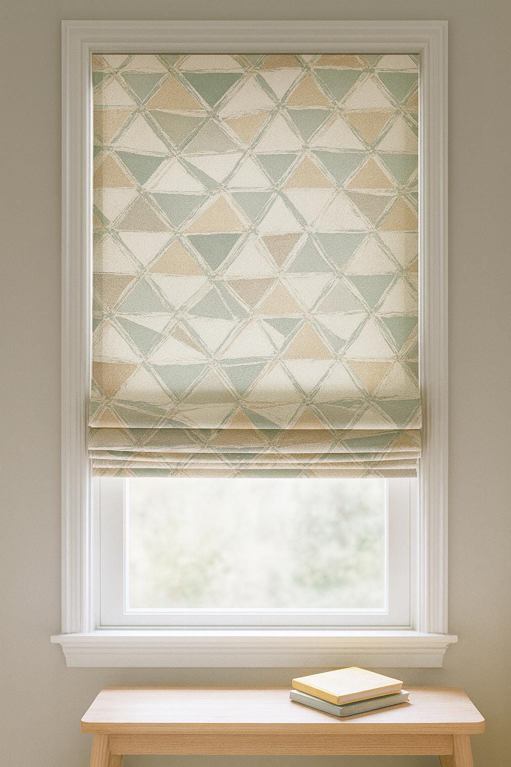 Nursery Roman Shade, Organic Cotton Linen, Geometric Print (Blackout) — image 1