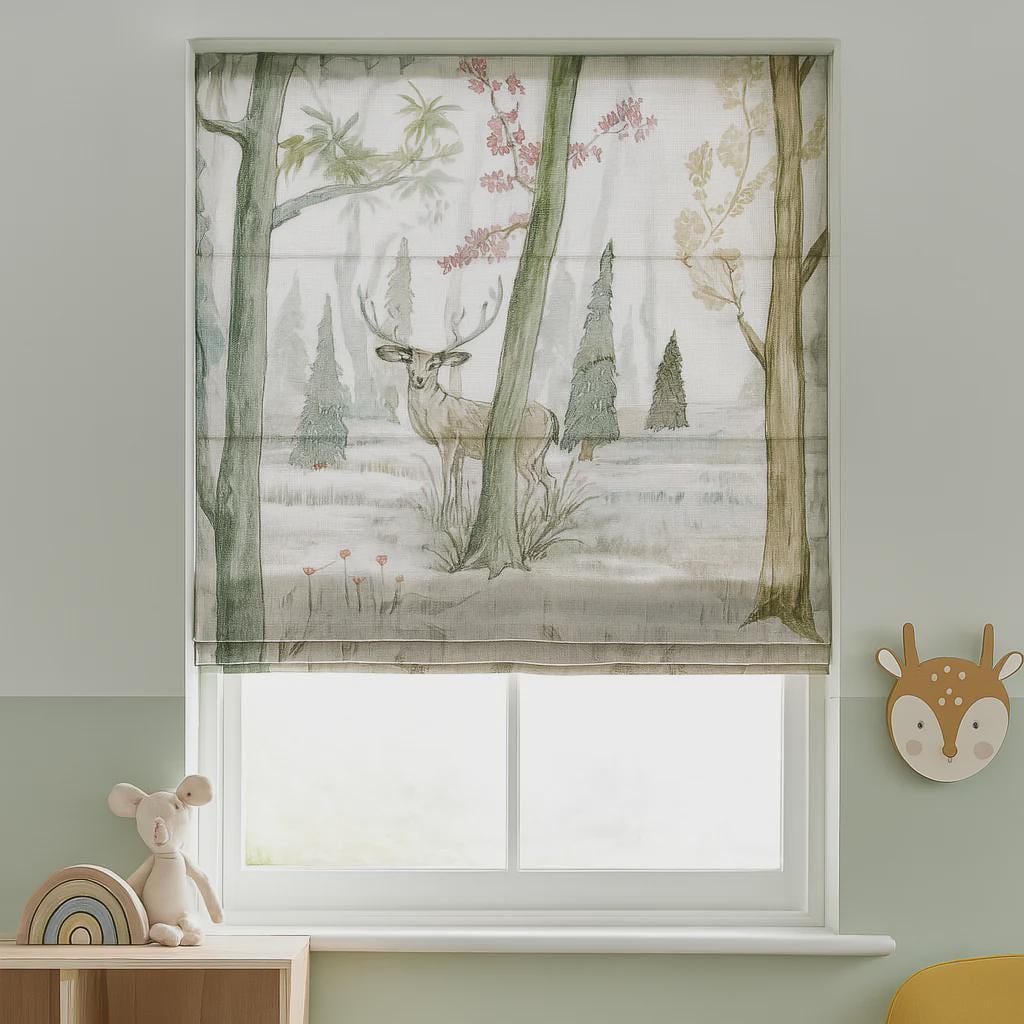 Woodland Deer Roman Blind: Custom Linen Shade for Nursery — image 6
