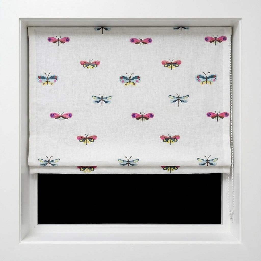 Dragonfly & Butterfly Roman Shade: Linen Nursery Window Blind (Made to Measure) — image 5