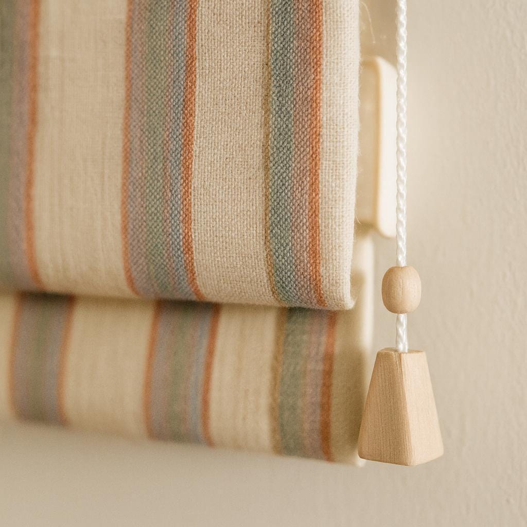 Nursery Roman Shade, Organic Cotton Pastel Stripes (Blackout or Light-Filtering) — image 8