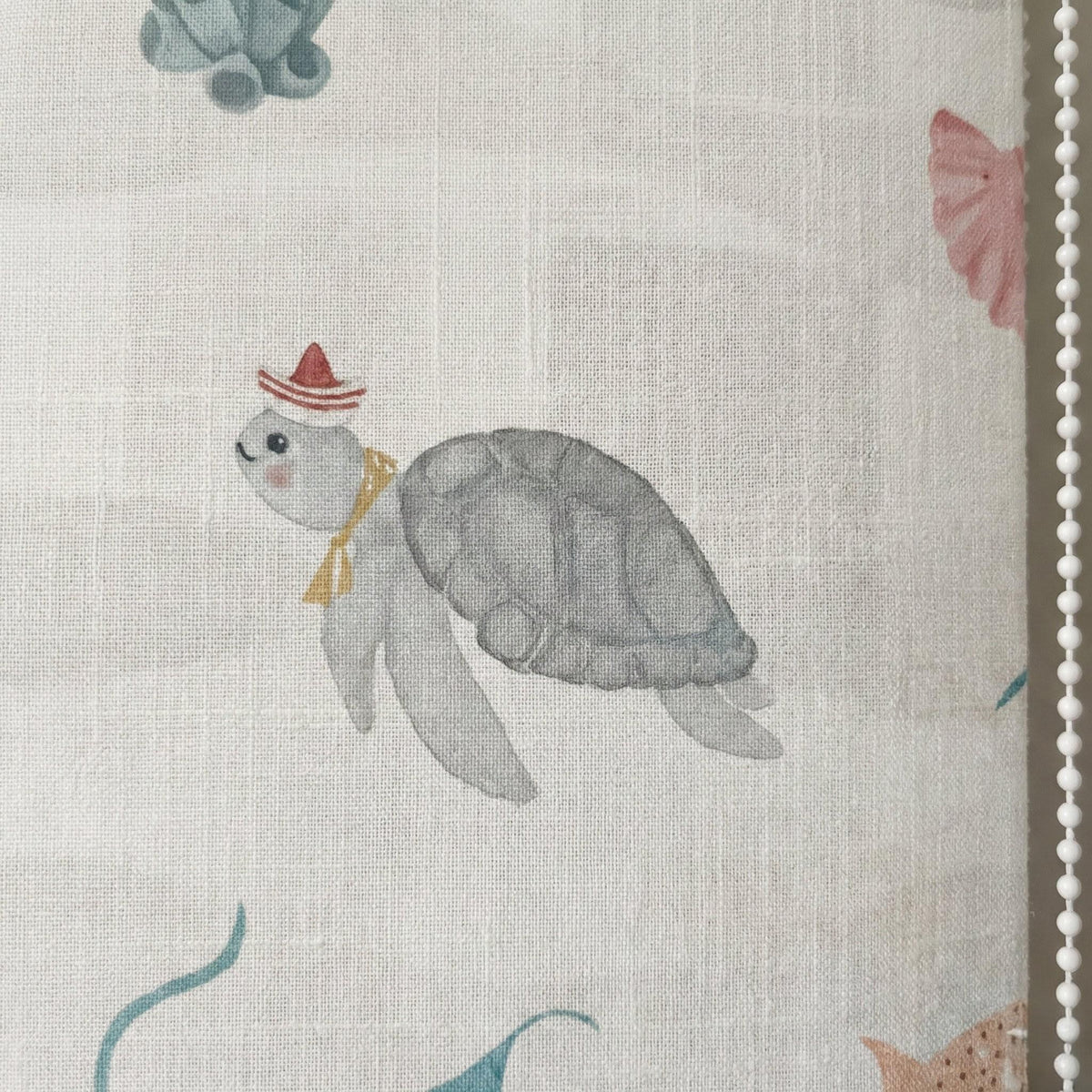 Ocean Animals Linen Roman Shade, Coastal Nursery Blind, Custom Size — image 8