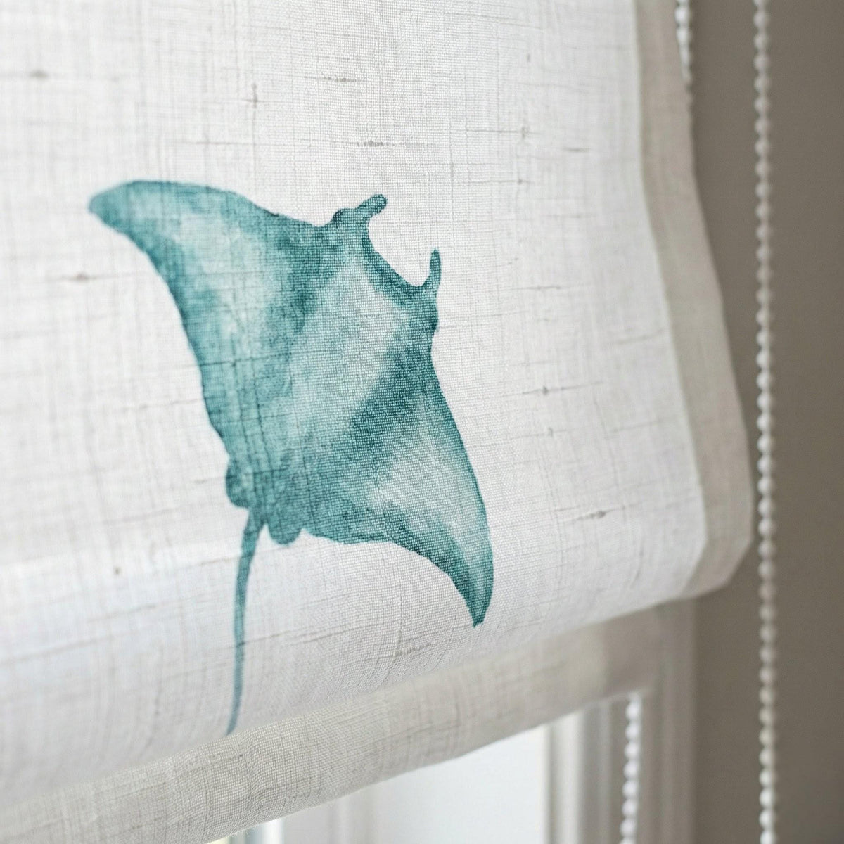 Ocean Animals Linen Roman Shade, Coastal Nursery Blind, Custom Size — image 9