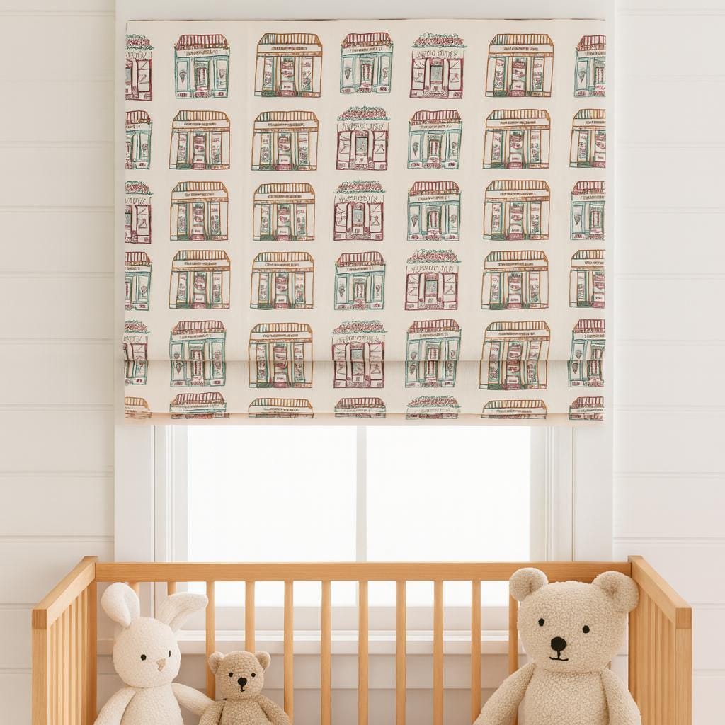 Sweet Shop Roman Shade: Organic Cotton Kids Blind (Blackout or Light Filtering) — image 1