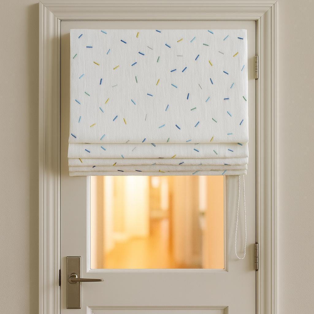 Sprinkle Embroidered Roman Blind: Organic Linen, Kids Blackout Shade — image 4