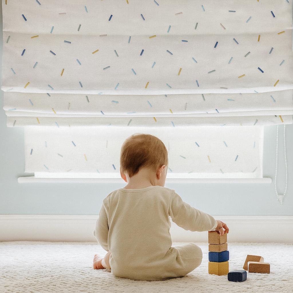 Sprinkle Embroidered Roman Blind: Organic Linen, Kids Blackout Shade — image 5