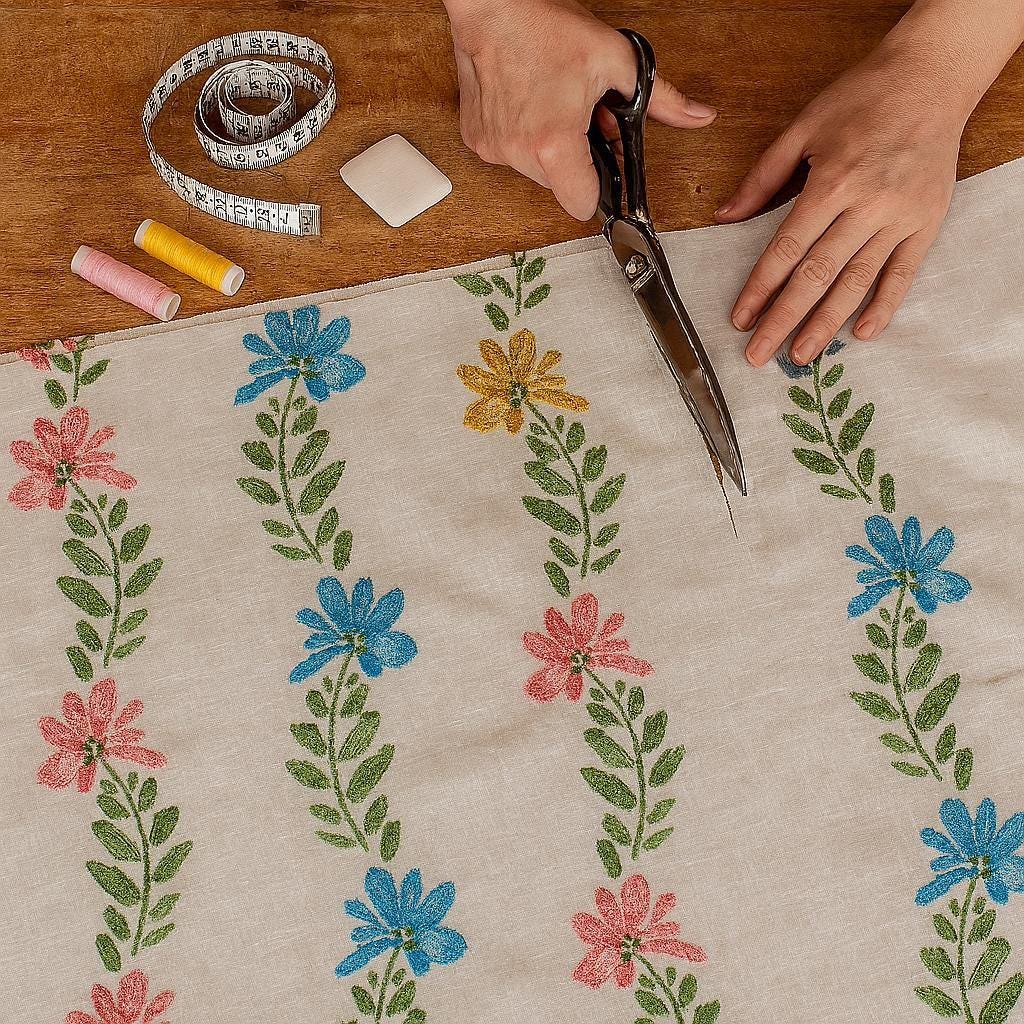Kids Roman Shade - White Linen with Cheerful Floral Embroidery — image 8