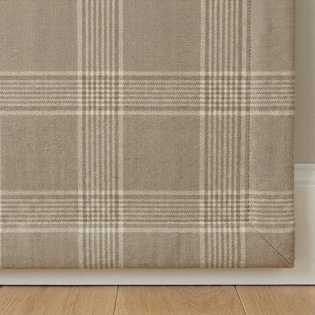 Custom Linen Roman Shade, Taupe Cream Plaid, Farmhouse Window Blind, OEKO-TEX — image 1