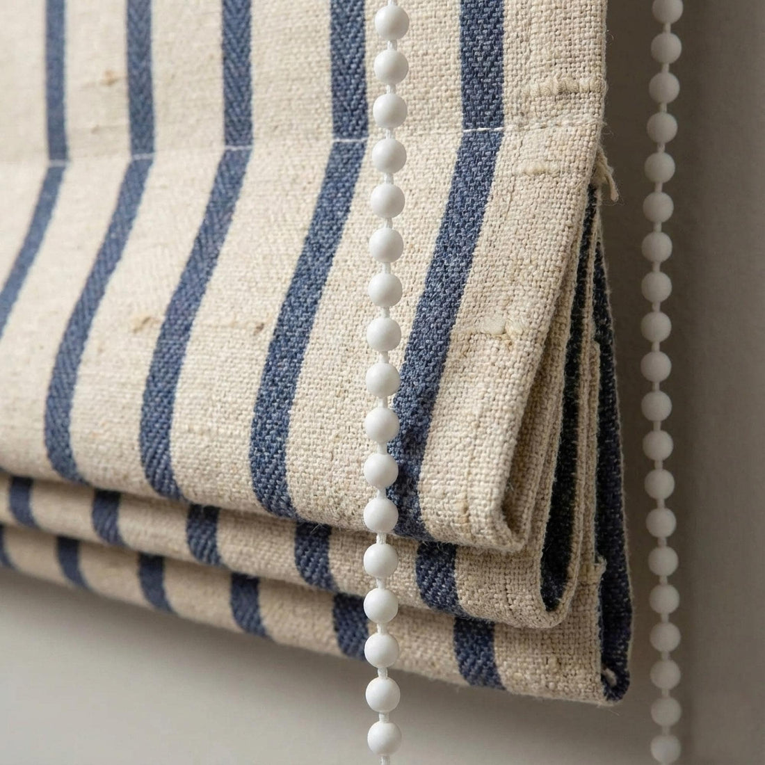 Roman Window Blind: Navy Striped Linen (Made to Measure, Blackout or Light Filter) — image 1