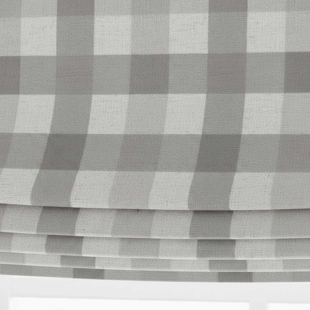 Custom Gray Gingham Linen Roman Shade, Farmhouse Style, Blackout or Light Filtering — image 5
