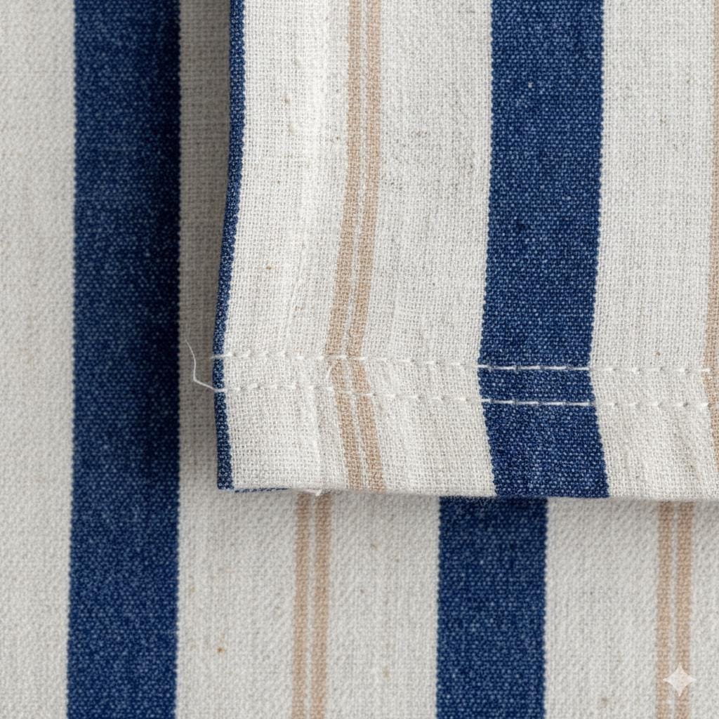 Pure Linen Roman Shade: Navy Blue & Beige Farmhouse Stripe — image 8