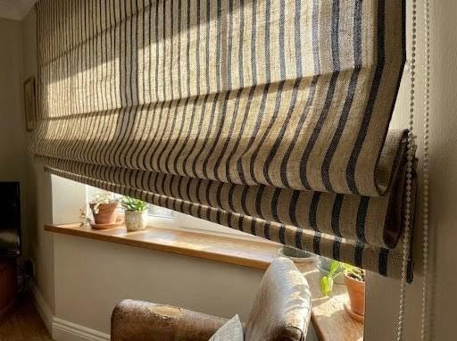 Roman Window Blind: Navy Striped Linen (Made to Measure, Blackout or Light Filter) — image 8