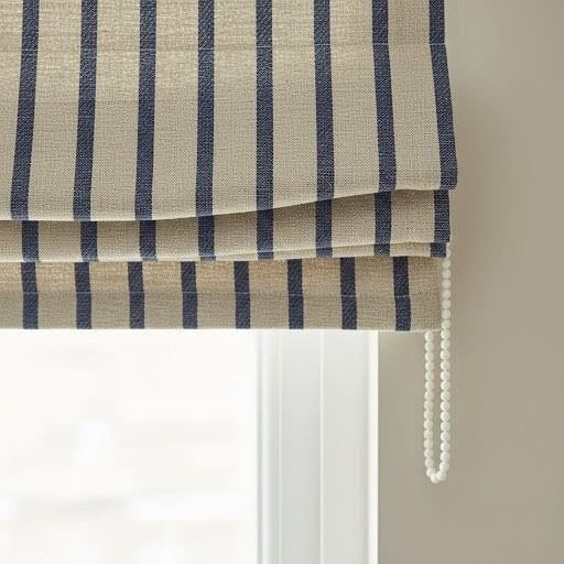 Roman Window Blind: Navy Striped Linen (Made to Measure, Blackout or Light Filter) — image 9