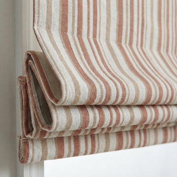 Farmhouse Linen Roman Shade, Dusty Pink Stripe (Organic Blackout) — image 1