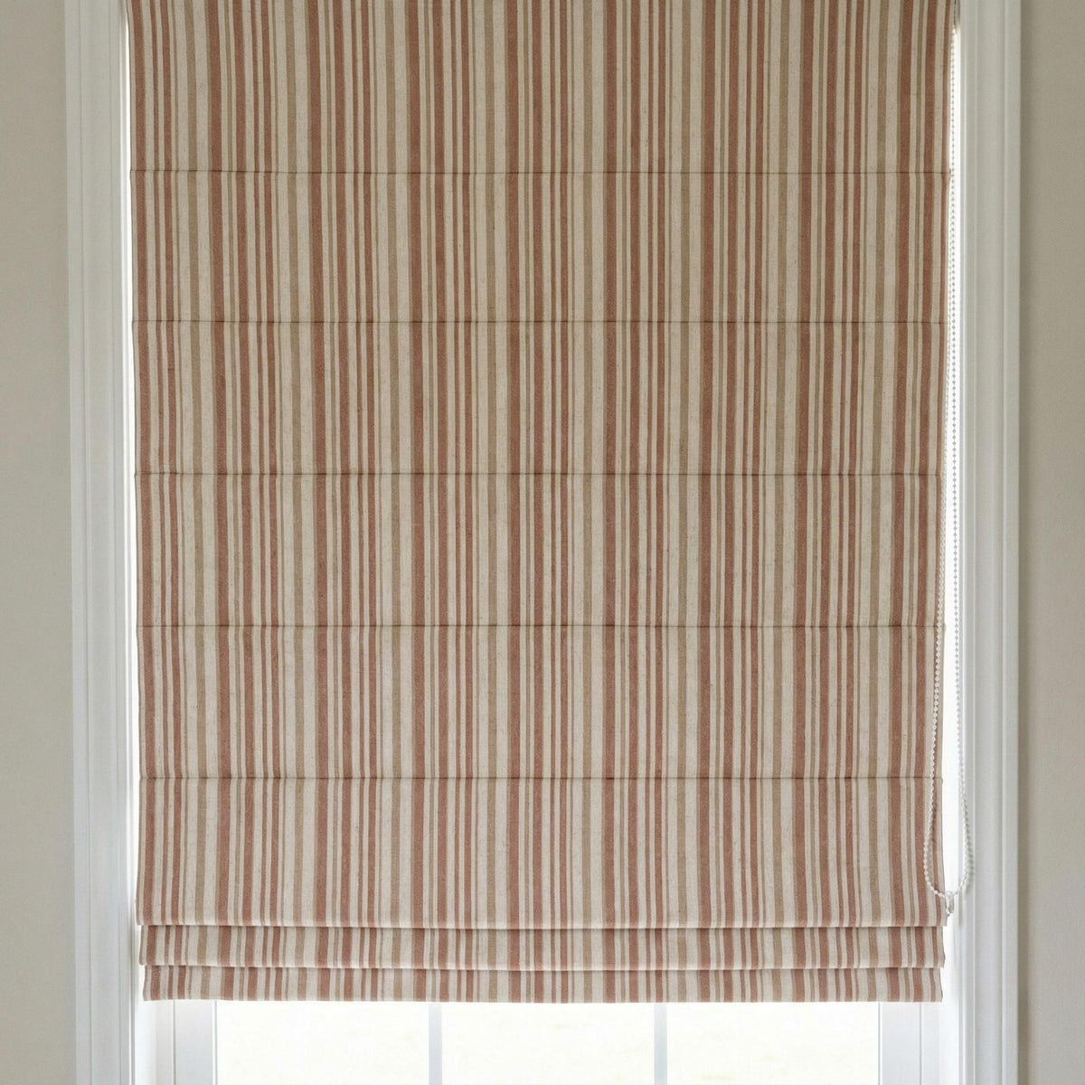 Farmhouse Linen Roman Shade, Dusty Pink Stripe (Organic Blackout) — image 5