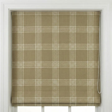Farmhouse Plaid Linen Roman Shade, Custom Beige Cream Window Blind — image 1