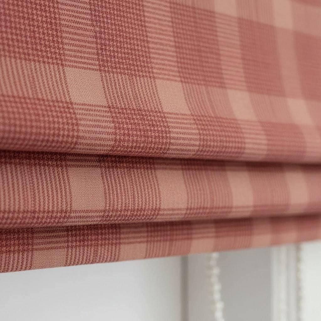 Roman Shade: Terracotta Red Plaid Linen (Custom Fit, Blackout or Light Filter) — image 3