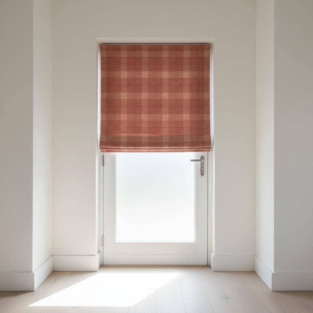 Roman Shade: Terracotta Red Plaid Linen (Custom Fit, Blackout or Light Filter) — image 6