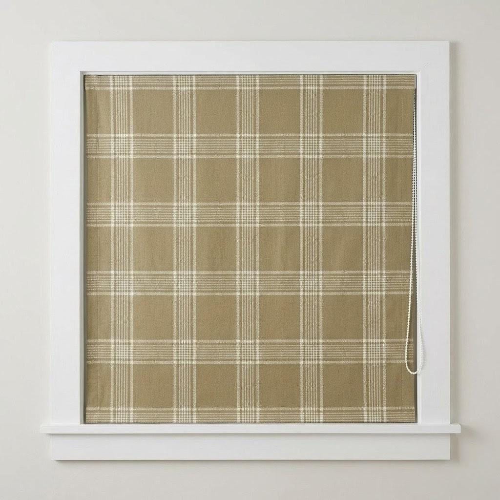 Farmhouse Plaid Linen Roman Shade, Custom Beige Cream Window Blind — image 6