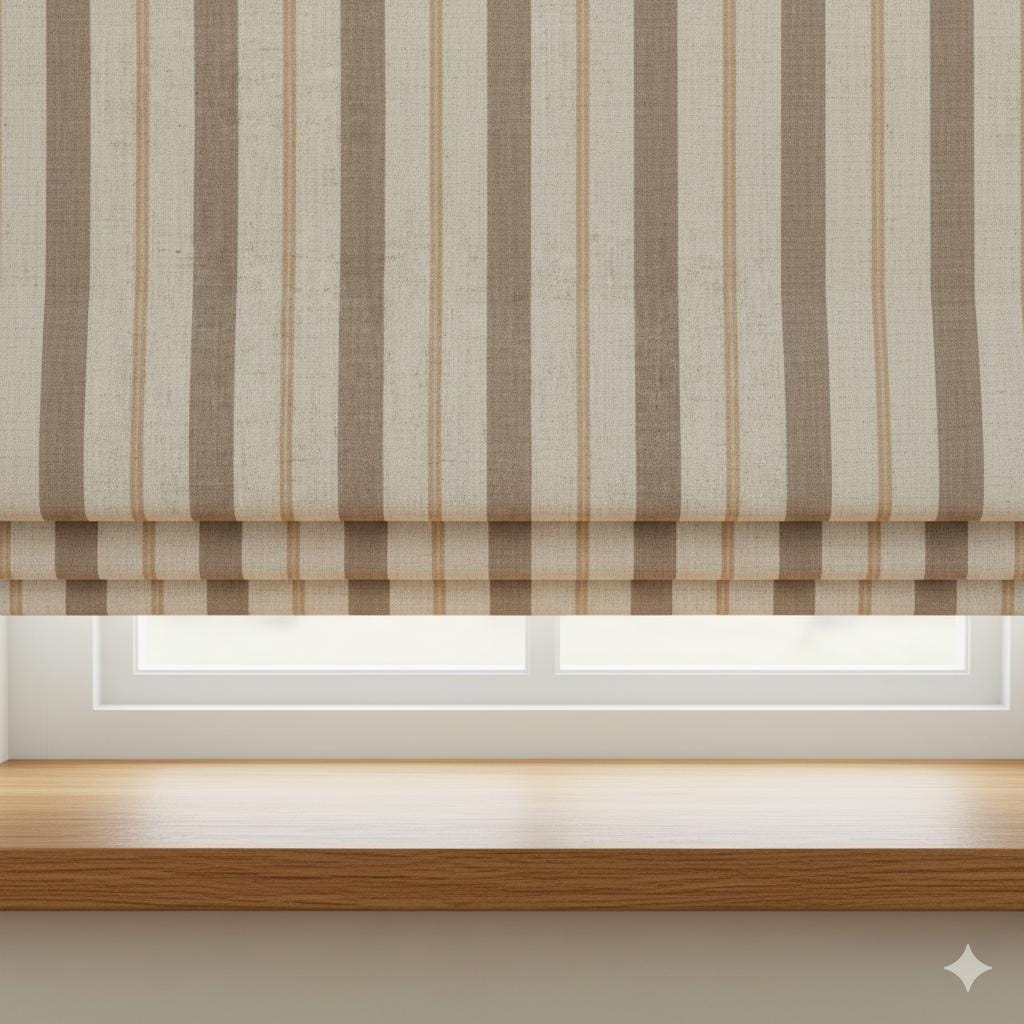 Roman Shades: Linen with Farmhouse Stripes (Blackout or Cotton Liner) — image 2