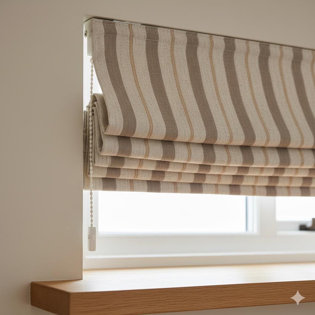 Roman Shades: Linen with Farmhouse Stripes (Blackout or Cotton Liner) — image 4