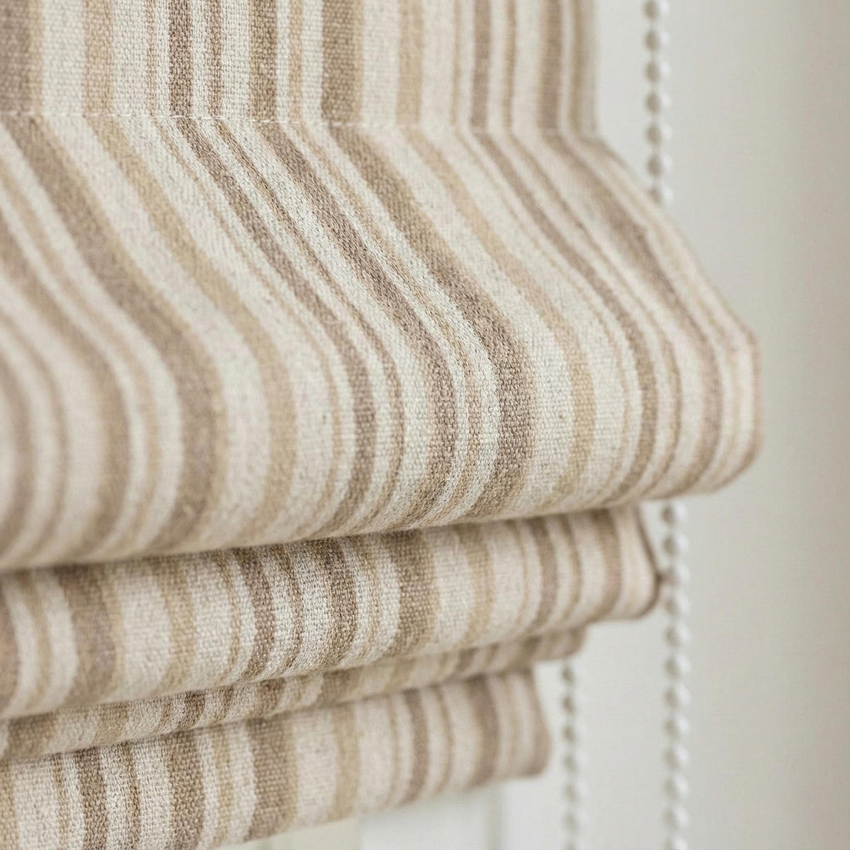 Beige Stripe Linen Roman Shade: Custom Organic Farmhouse Window Blind — image 2