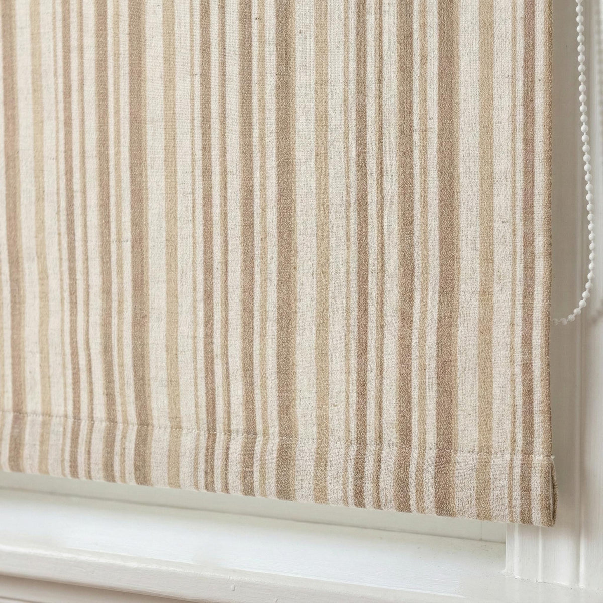 Beige Stripe Linen Roman Shade: Custom Organic Farmhouse Window Blind — image 3