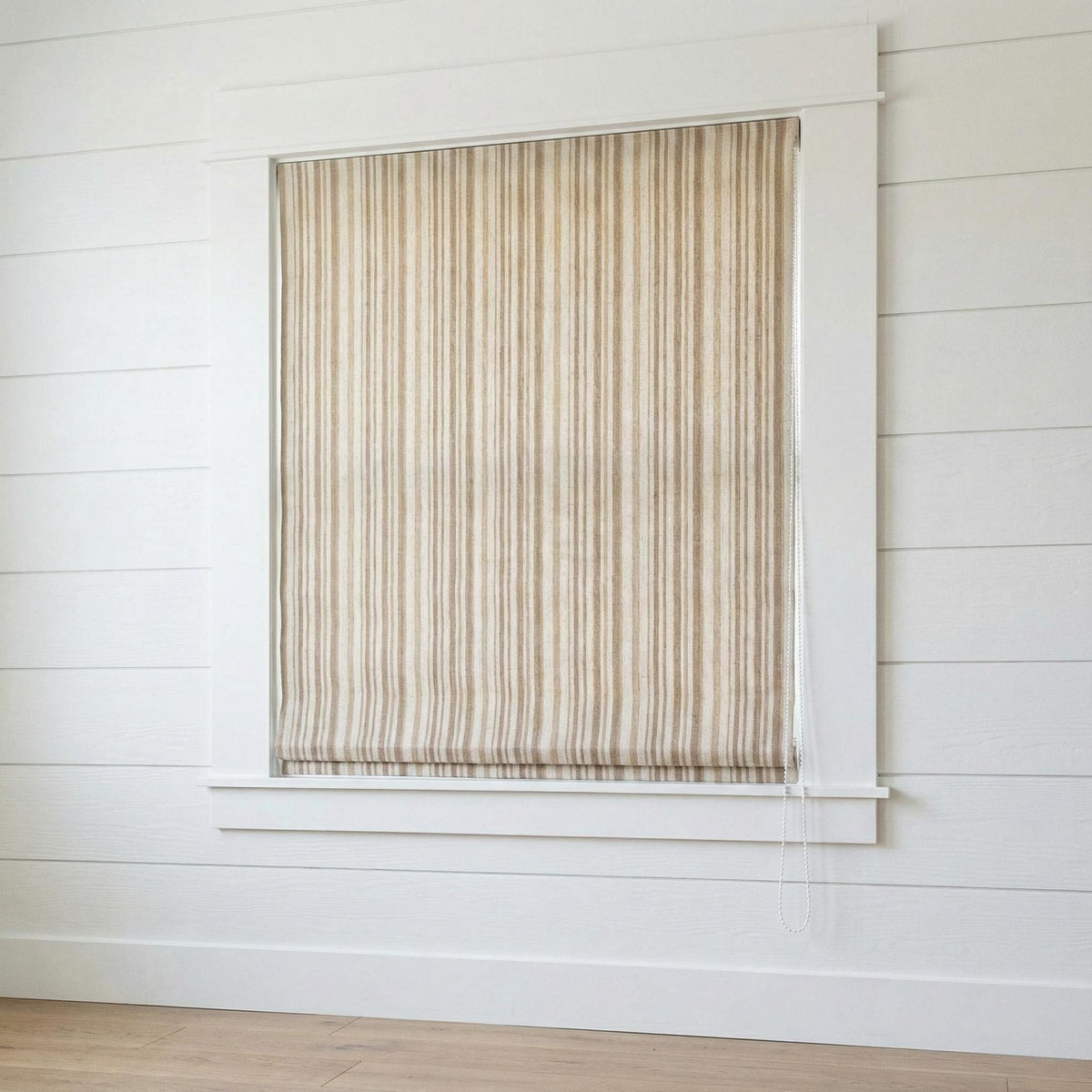 Beige Stripe Linen Roman Shade: Custom Organic Farmhouse Window Blind — image 5