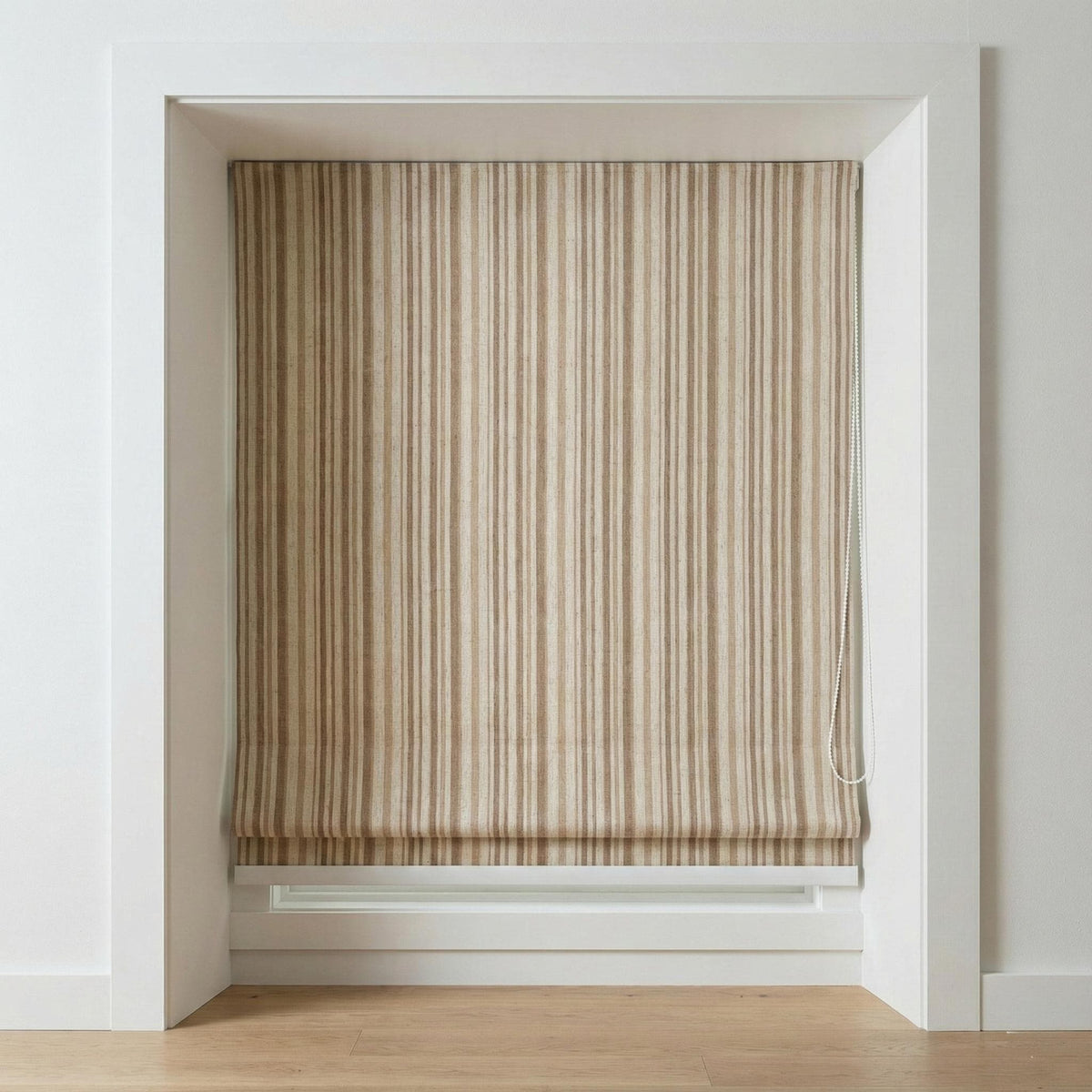 Beige Stripe Linen Roman Shade: Custom Organic Farmhouse Window Blind — image 7