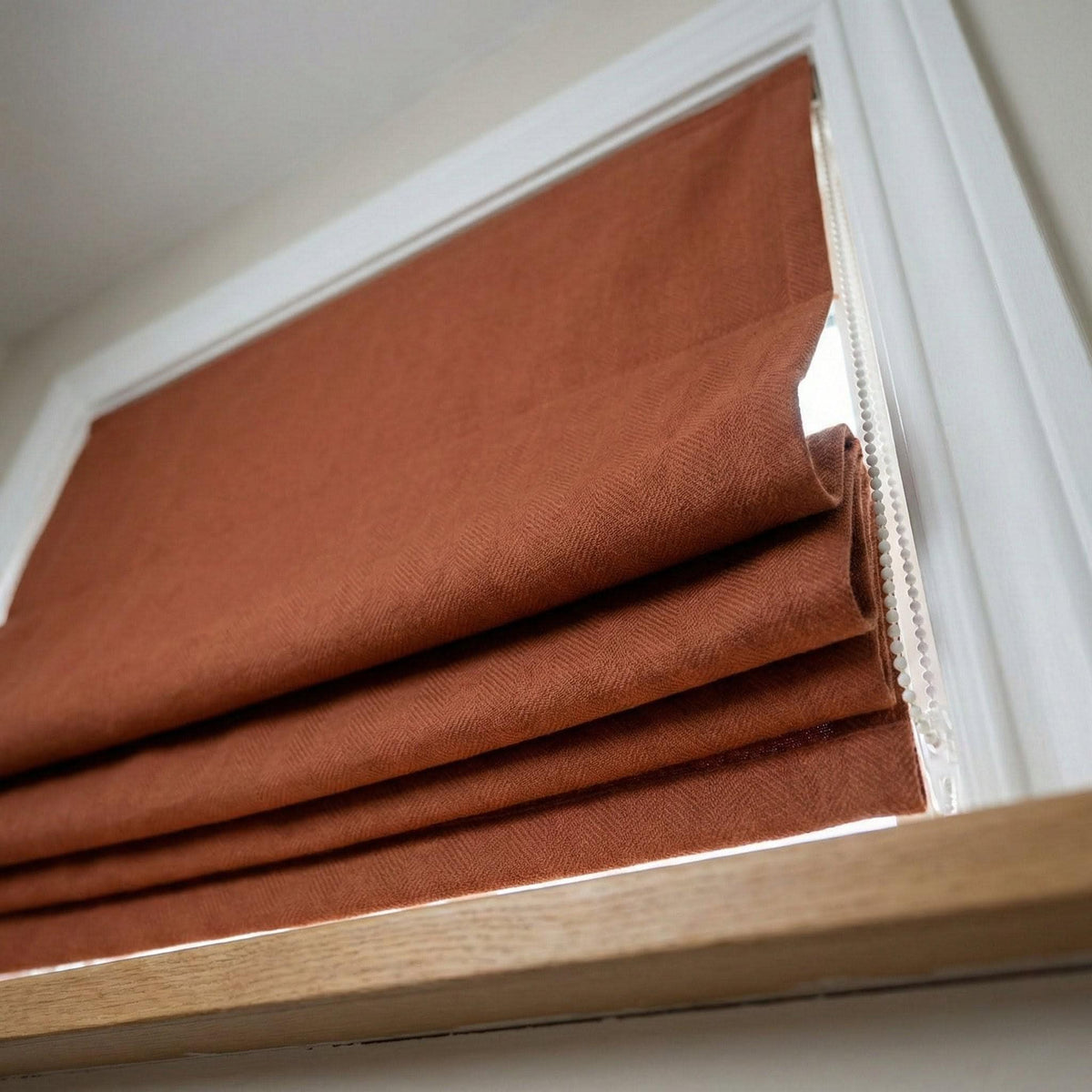 Rust Terracotta Linen Roman Shade, Herringbone Corded Blind, Custom Size, OEKO-TEX — image 8