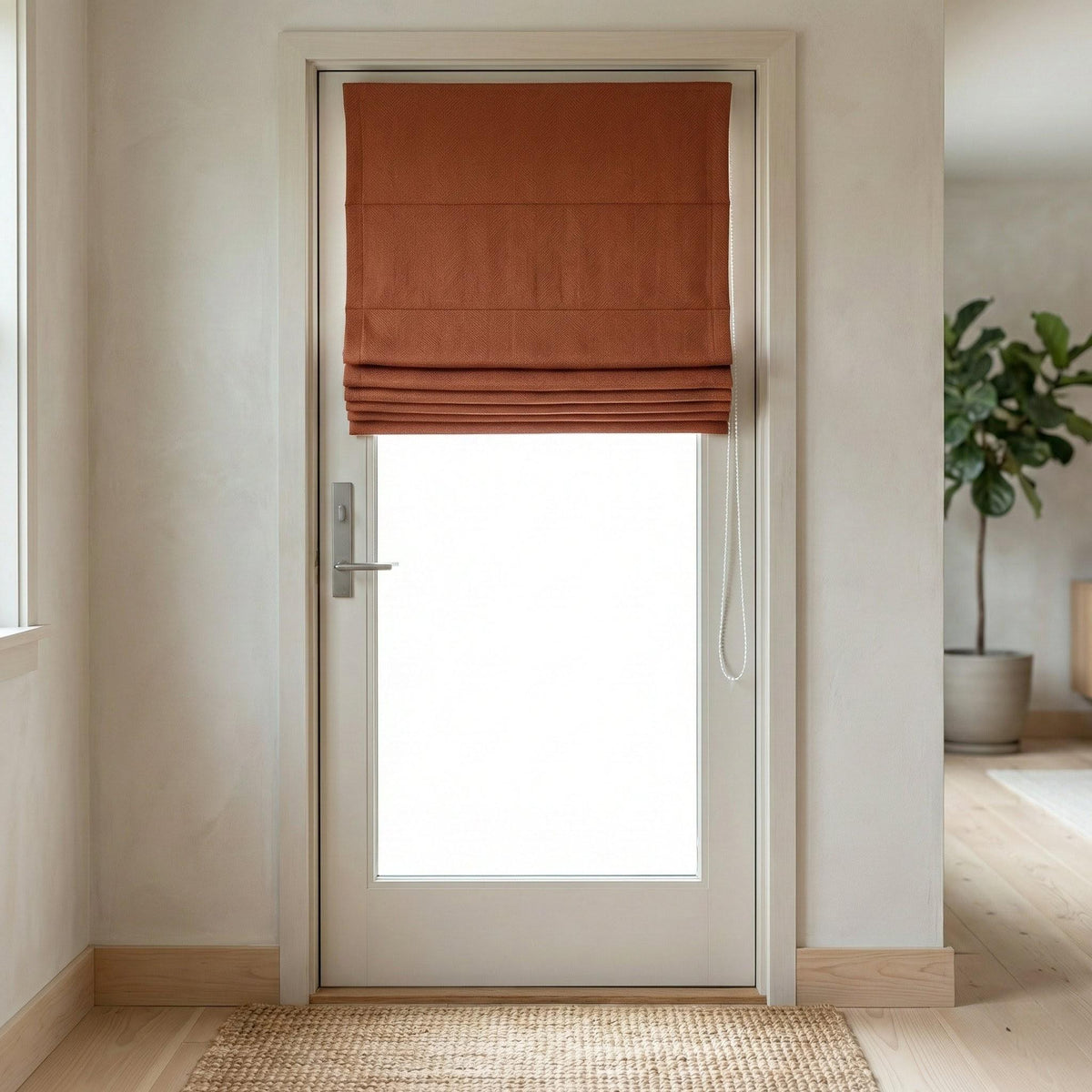 Rust Terracotta Linen Roman Shade, Herringbone Corded Blind, Custom Size, OEKO-TEX — image 6
