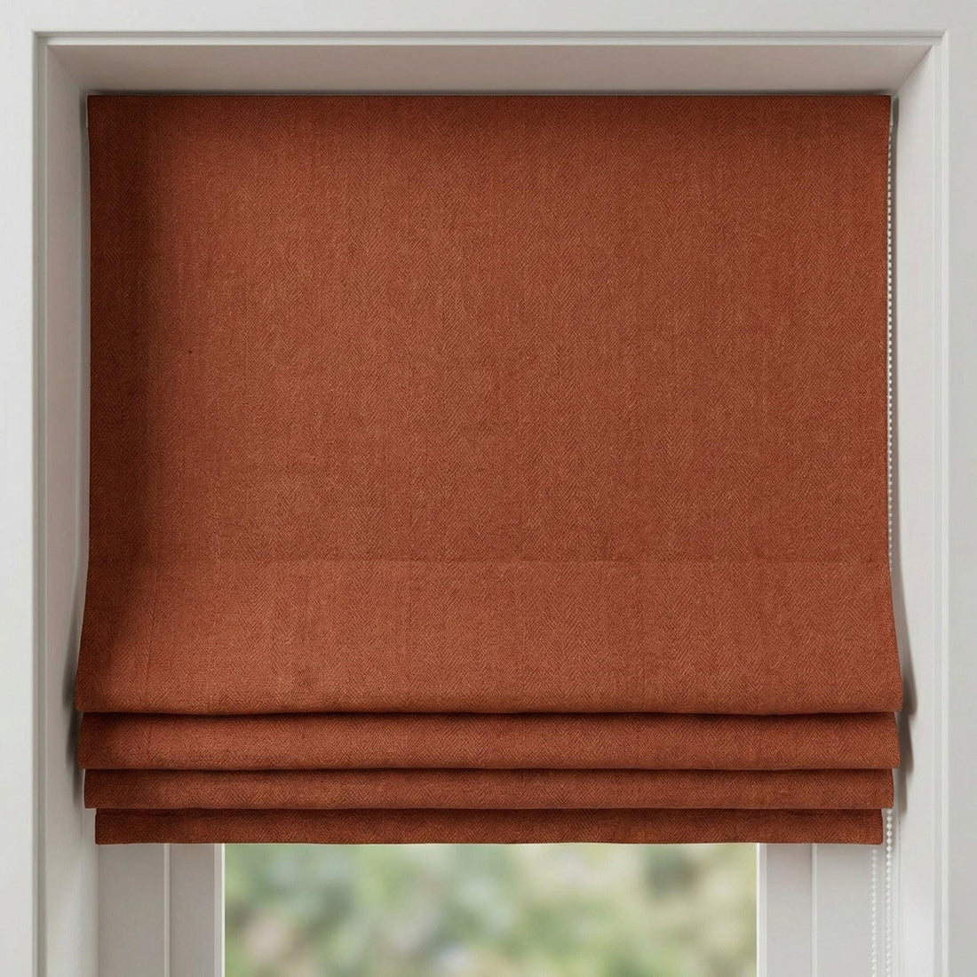 Rust Terracotta Linen Roman Shade, Herringbone Corded Blind, Custom Size, OEKO-TEX — image 1
