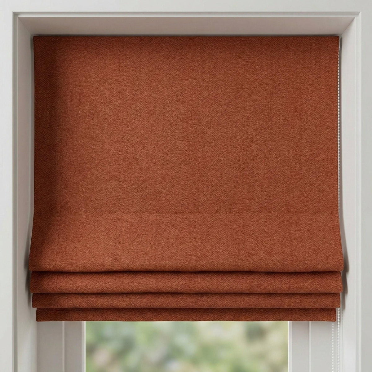 Rust Terracotta Linen Roman Shade, Herringbone Corded Blind, Custom Size, OEKO-TEX — image 1