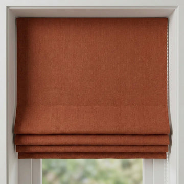 Rust Terracotta Linen Roman Shade, Herringbone Corded Blind, Custom Size, OEKO-TEX — image 1