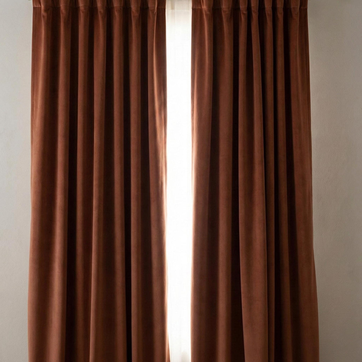 Cognac Brown Velvet Curtains, 320 GSM, Blackout Options, Custom Size — image 10