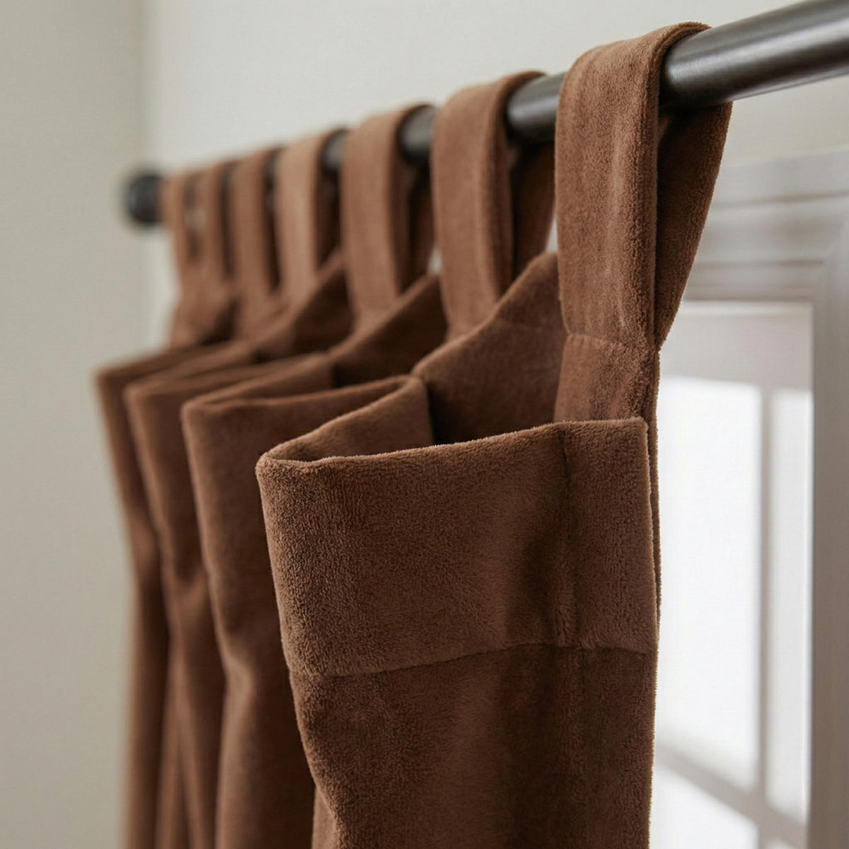 Cognac Brown Velvet Curtains, 320 GSM, Blackout Options, Custom Size — image 6