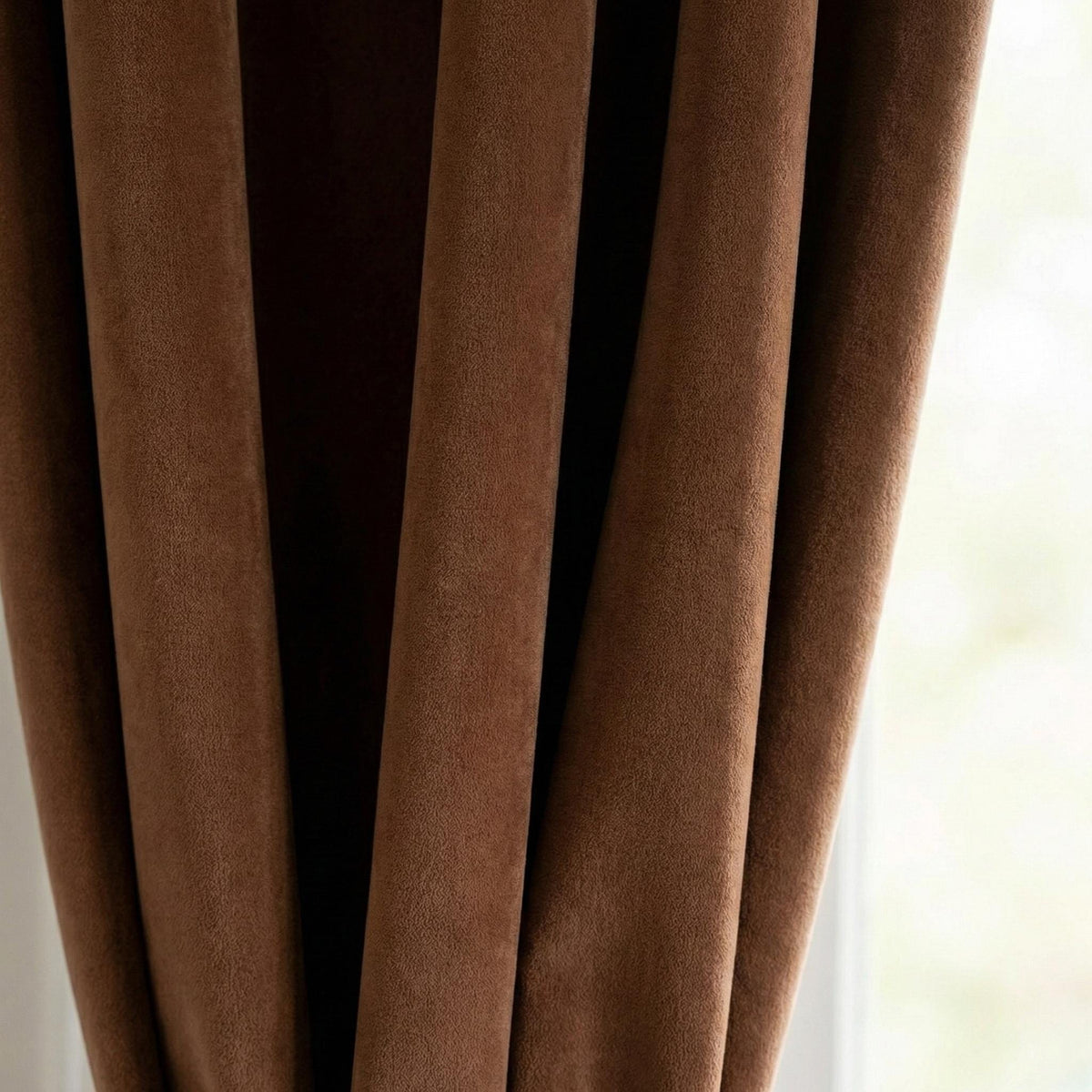Cognac Brown Velvet Curtains, 320 GSM, Blackout Options, Custom Size — image 4