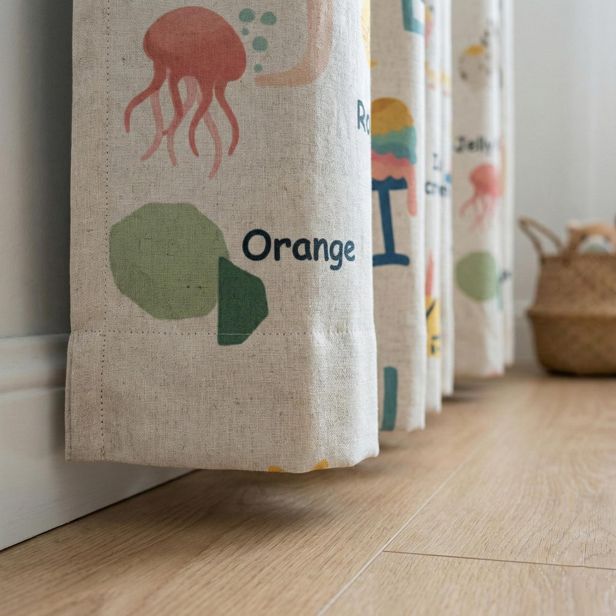 Alphabet Animal Linen Nursery Curtains, Playful Kids Room Drapes — image 7