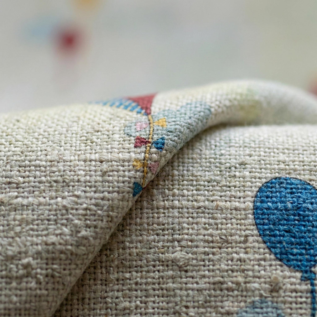 Pastel Linen Curtains, Kite & Balloon Embroidery, Kids Nursery — image 9